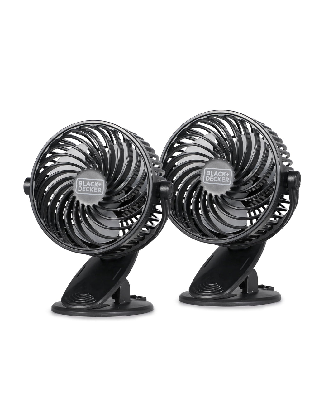 BLACK+DECKER 4" Convertible Cooling Fan Clip Fan and Standing Fan for Home or Office Portable Fan for Tabletop with 3 Speed Settings and Adjustable Tilt Angle Desk Fan 2-Pack Black